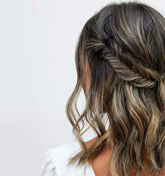 Brunette hair up styling