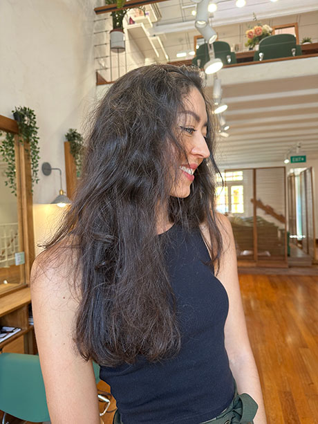 Frizzy hair before bhave smoothing treatment