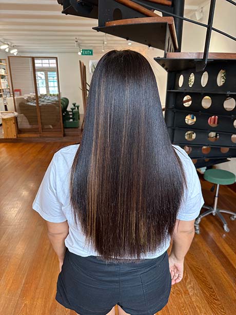 smooth frizz-free hair after bhave salon treatment