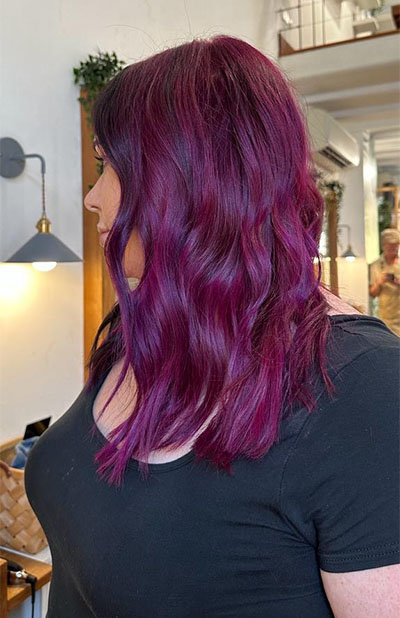 Vibrant purple hair colour