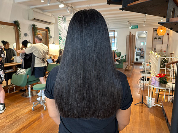 Finished styled hair